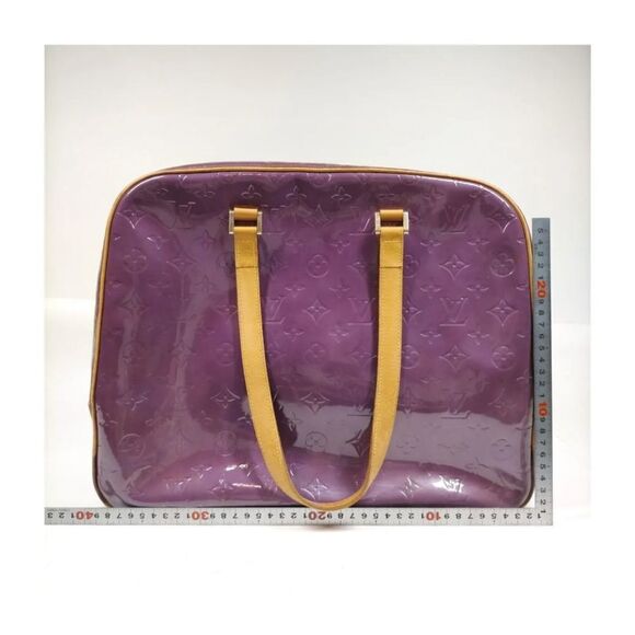 Authentic Louis Vuitton LV Hand Bag M91081 Sutton Purple/Bronze Vernis 2104323. - Picture 2 of 9